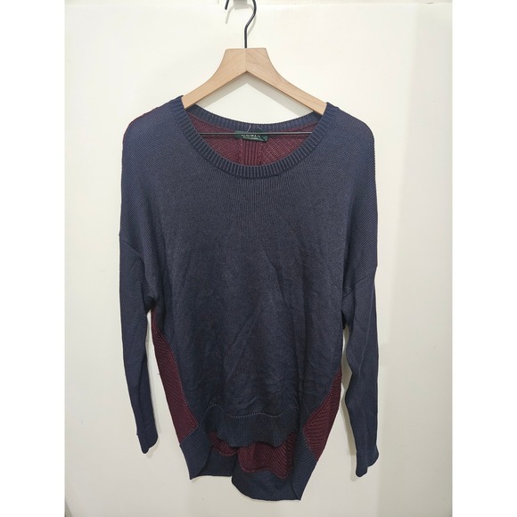 Lauren Ralph Lauren Sweaters - Lauren Ralph Lauren Navy Blue Burgundy Colorblock Knit Sweater Womens Large